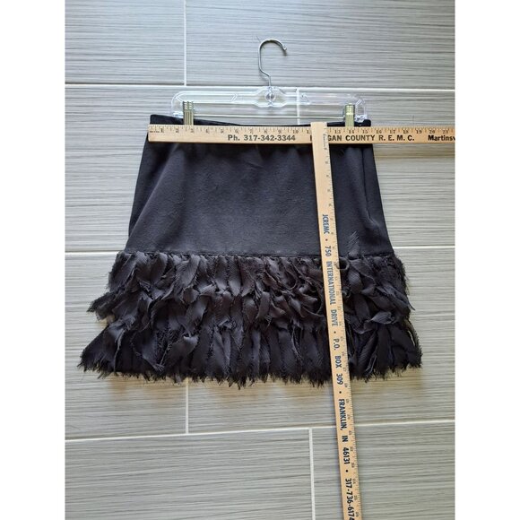 Ann Taylor Black Tiered Ruffle Fringe Mini Skirt Size 6 Women's  Academia Goth - Picture 6 of 7